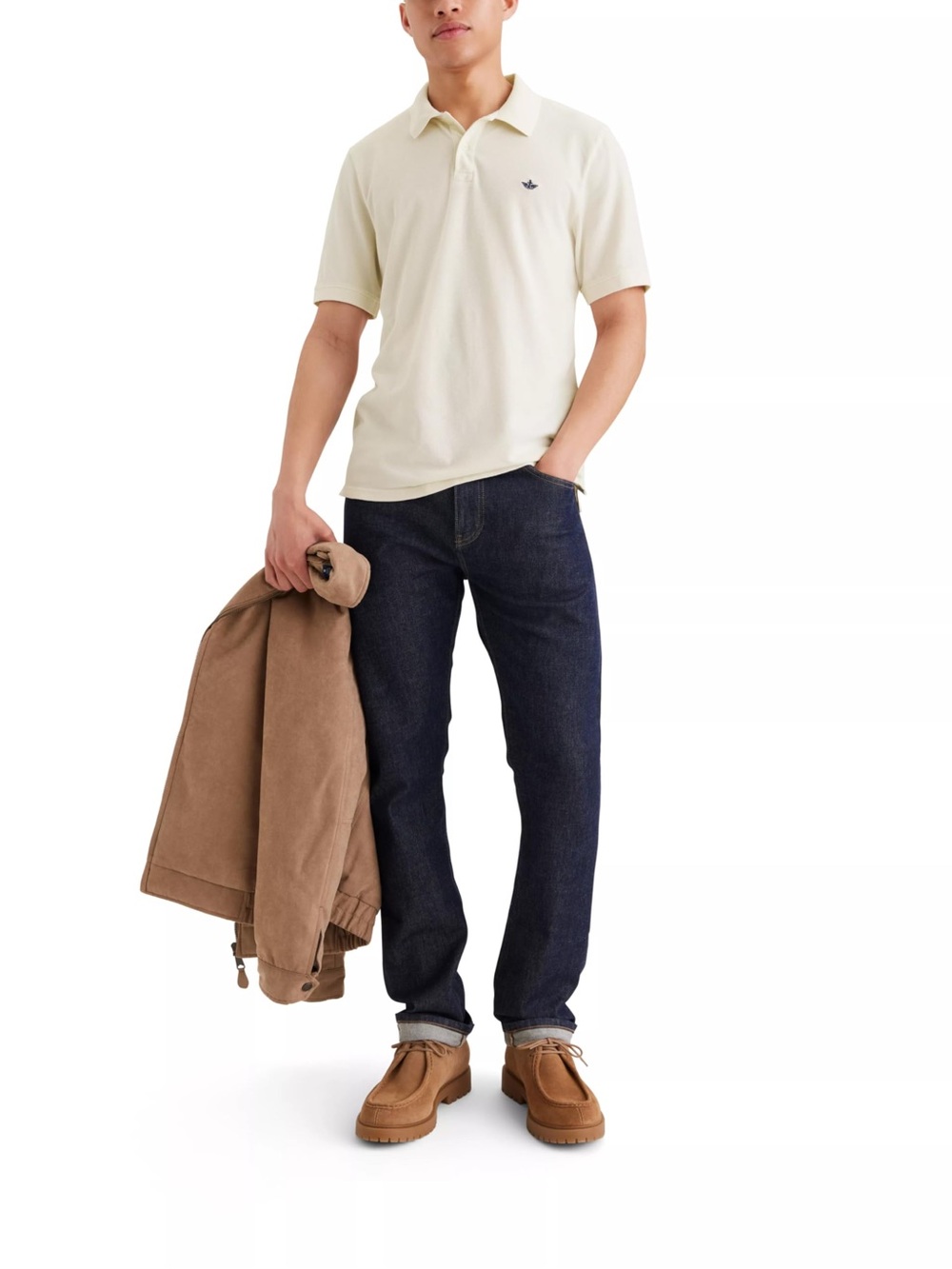 Dockers® Men's Slim Fit Short Sleeve Performance Pique Polo Buttercream XL NWT